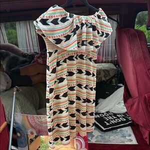 Ocean Drive Off Shoulder Dress with Multicolor Pattern